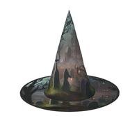 DUWAA Sombrero de bruja con estampado de terror de Halloween, sombreros de brujas, para mujeres, adultos, mago, hombres, disfraz de cosplay, accesorio de fiesta, 1 unidad