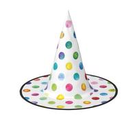 DUWAA Sombrero de bruja de Halloween con estampado de lunares azules, accesorio de disfraz de mujer, sombreros para fiesta de Halloween, accesorios de cosplay, 2 unidades