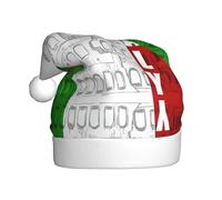 DUWAA Sombrero de Navidad con estampado de bandera italiana del Coliseo Romano, divertido sombrero de Papá Noel para adultos, novedoso gorro de vacaciones para fiesta festiva de Año Nuevo