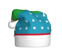 DUWAA Sombrero de Navidad con estampado de la bandera de la República de Uzbekistán, divertido sombrero de Papá Noel para adultos, novedoso gorro de Navidad para fiesta festiva de Año Nuevo