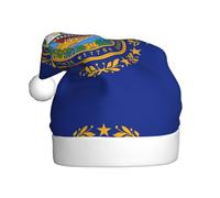 DUWAA Sombrero de Navidad con estampado de la bandera del estado de New Hampshire, divertido sombrero de Papá Noel para adultos, novedoso sombrero de vacaciones para fiesta festiva de Año Nuevo