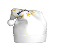 DUWAA Sombrero de Navidad con estampado de la bandera del estado de Rhode Island, divertido sombrero de Papá Noel para adultos, novedad para fiestas festivas de Año Nuevo