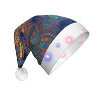 DUWAA Sombrero de Navidad iluminado con diseño de mandala de cielo estrellado, gorro de Papá Noel iluminado con tira de luz LED colorida para adultos