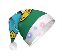 DUWAA Sombrero de Navidad iluminado con la bandera de Washington, gorro de Papá Noel iluminado con tira de luz LED colorida para adultos