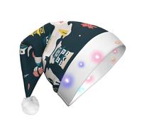 DUWAA Sombrero de Navidad iluminado con mapa de Japón con símbolo cultural, gorro de Papá Noel iluminado con tira de luz LED colorida para adultos