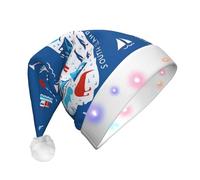 DUWAA Sombrero de Navidad iluminado con mapa de Nueva Zelanda con estampado de animales, gorro de Papá Noel iluminado brillante con tira de luz LED colorida para adultos