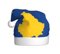 DUWAA Sombrero de Papá Noel con estampado de bandera de Kosovo para adultos, divertido sombrero de fiesta de Navidad, para fiesta festiva de Año Nuevo