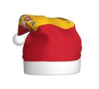 DUWAA Sombrero de Papá Noel con estampado de bandera española para adultos, divertido sombrero de fiesta de Navidad, para fiesta festiva de Año Nuevo