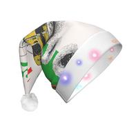 DUWAA Sombrero de Papá Noel de felpa LED con estampado de bandera de México y tequila, divertidos sombreros de Navidad para adultos, accesorios de fiesta de Año Nuevo
