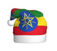 DUWAA Sombrero de Papá Noel de felpa suave con estampado de bandera de Etiopía para adultos, sombrero de fiesta de Navidad con pompón, para Navidad, Año Nuevo, fiesta festiva