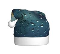 DUWAA Sombrero de Papá Noel de felpa suave con estampado de gotas de lluvia en vidrio, sombrero de fiesta de Navidad con pompón, para Navidad, Año Nuevo, fiesta festiva