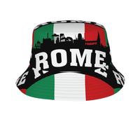 DUWAA Sombrero de pescador con estampado de ciudad romana para mujer y hombre, sombrero de verano, viajes, pesca, playa, sol, gorra ligera para exteriores, color negro