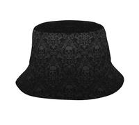 DUWAA Sombrero gótico con estampado de calavera para mujer y hombre, sombrero de verano, viajes, pesca, playa, sol, gorra ligera para exteriores, color negro