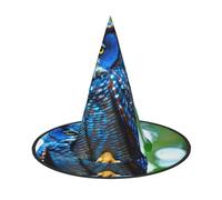 DUWAA Sombreros colgantes de bruja con estampado de búho azul, accesorios de disfraces, decoraciones para el hogar, patio, porche, 3 piezas