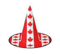 DUWAA Sombreros de bruja colgantes con impresión de bandera canadiense, accesorios de disfraces, decoraciones para el hogar, patio, porche, 3 piezas