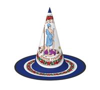 DUWAA Sombreros de bruja colgantes con impresión de bandera de Virginia, accesorios de disfraces, decoraciones para el hogar, patio, porche, 3 piezas