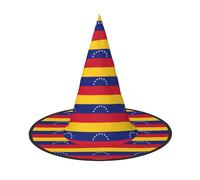 DUWAA Sombreros de bruja colgantes con la bandera de Venezuela, accesorios de disfraces, decoraciones para el hogar, patio, porche, 3 piezas