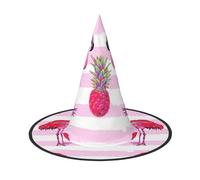 DUWAA Sombreros de bruja colgantes de verano con estampado de flamenco y piña tropicales, accesorios de disfraces, decoraciones para el hogar, patio, porche, 3 piezas