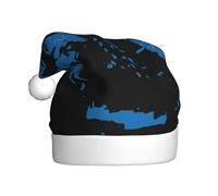 DUWAA Sombreros de fiesta de Navidad de felpa suave con estampado de mapa de Grecia, sombrero de vacaciones, gorros de Navidad para adultos, para Año Nuevo
