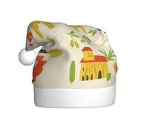 DUWAA Sombreros de fiesta de Navidad de felpa suave con estampado de símbolos de cultura europea, sombrero de vacaciones, gorros de Navidad para adultos, para Año Nuevo
