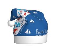DUWAA Sombreros de fiesta de Navidad de felpa suave con mapa de Nueva Zelanda con estampado de animales, sombrero de vacaciones, gorros de Navidad para adultos, para Año Nuevo
