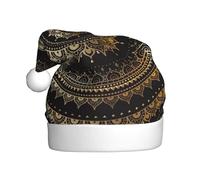 DUWAA Sombreros de Navidad con estampado de mandala para adultos, sombrero de Papá Noel unisex, cómodo sombrero de Navidad para fiesta festiva de Año Nuevo