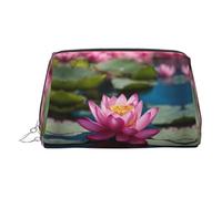 DUWAA Spirit Of The Lotus - Neceser de piel con estampado de loto para mujeres y hombres, regalo de viaje, bolsa organizadora de artículos de tocador para baño y ducha, Plateado, Talla única