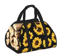 DUWAA Spring Sunflowers Retro Flowers Print Large Fire Wood Sling Carrier con asas para un fácil transporte y estufa de leña, 48 x 101 cm