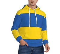 DUWAA Sudadera con capucha pesada para hombre, con estampado de bandera de Ucrania, sudadera cálida para otoño para hombre, Negro, L