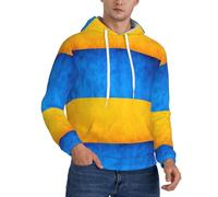 DUWAA Sudadera pesada con capucha para hombre con estampado de bandera de Ucrania, sudadera cálida para otoño para hombre, Negro, S