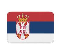 DUWAA Tapete de terciopelo con estampado de bandera de Serbia para puerta delantera, porche, interior y exterior
