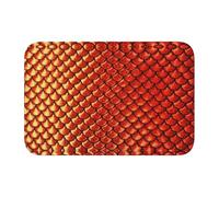 DUWAA Tapete de terciopelo con estampado de escamas de peces rojos, tapete temático para puerta delantera, porche, interior y exterior