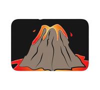 DUWAA Tapete de terciopelo de cristal con estampado de volcán, tapete temático para puerta delantera, porche, interior y exterior