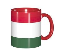 DUWAA Taza de cerámica con impresión de la bandera de Hungría con caja de regalo, hermosas tazas de café para regalo de cumpleaños, café, leche, 6 colores