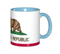 DUWAA Taza de cerámica con impresión de la bandera del estado de California con caja de regalo, hermosas tazas de café para regalo de cumpleaños, café, leche, 6 colores