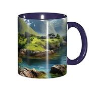 DUWAA Taza de cerámica con impresión de las Islas Noruegas con caja de regalo, hermosas tazas de café para regalo de cumpleaños, café, leche, 6 colores