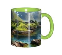 DUWAA Taza de cerámica con impresión de las Islas Noruegas con caja de regalo, hermosas tazas de café para regalo de cumpleaños, café, leche, 6 colores