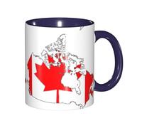 DUWAA Taza de cerámica con impresión de mapa de la bandera canadiense con caja de regalo, hermosas tazas de café para regalo de cumpleaños, café, leche, 6 colores