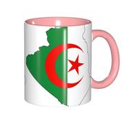 DUWAA Taza de cerámica con impresión de mapa de la bandera de Argelia con caja de regalo, hermosas tazas de café para regalo de cumpleaños, café, leche, 6 colores