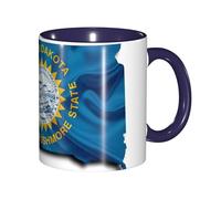 DUWAA Taza de cerámica con impresión de mapa de la bandera de Dakota del Sur con caja de regalo, hermosas tazas de café para regalo de cumpleaños, café, leche, 6 colores