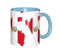 DUWAA Taza de cerámica con impresión de mapa de la bandera de Perú con caja de regalo, hermosas tazas de café para regalo de cumpleaños, café, leche, 6 colores