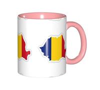 DUWAA Taza de cerámica con impresión de mapa de la bandera de Rumania con caja de regalo, hermosas tazas de café para regalo de cumpleaños, café, leche, 6 colores