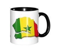 DUWAA Taza de cerámica con impresión de mapa de la bandera de Senegal con caja de regalo, hermosas tazas de café para regalo de cumpleaños, café, leche, 6 colores