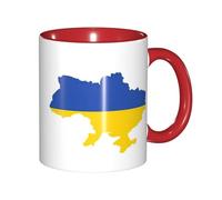 DUWAA Taza de cerámica con impresión de mapa de la bandera de Ucrania con caja de regalo, hermosas tazas de café para regalo de cumpleaños, café, leche, 6 colores