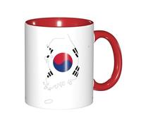 DUWAA Taza de cerámica con impresión de mapa de la República de Corea con caja de regalo, hermosas tazas de café para regalo de cumpleaños, café, leche, 6 colores