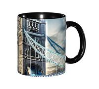 DUWAA Taza de cerámica con impresión histórica del Puente de la Torre Vieja de Londres con caja de regalo, hermosas tazas de café para regalo de cumpleaños, café y leche, 6 colores