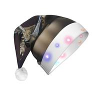 DUWAA Tower Bridge In London - Sombrero de Papá Noel de felpa con luces LED, divertidos sombreros de Navidad para adultos, accesorios de fiesta de Año Nuevo