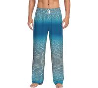 DUWAA Tranquil Water Print - Pantalones de pijama de franela suave para hombre, pantalones de pijama cálidos con cintura elástica y bolsillos, Negro, L