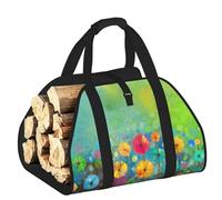 DUWAA Transportador grande de madera de fuego con estampado de flores coloridas de estilo abstracto con asas para un fácil transporte y estufa de leña, 48 x 101 cm