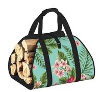 DUWAA Transportador grande de madera de fuego con estampado de hojas tropicales hawaianas y flores, con asas para un fácil transporte y estufa de leña, 48 x 101 cm